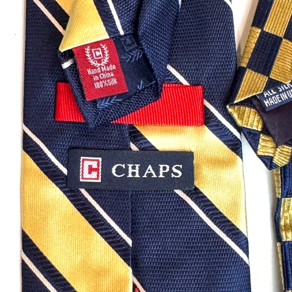 Silk Men's Ties in Blue/Yellow Joseph A. Bank Tommy Hilfiger, Chaps - Picture 7 of 9